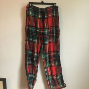Red/Green Plaid Flannel Women’s PJ Pants, Size L
